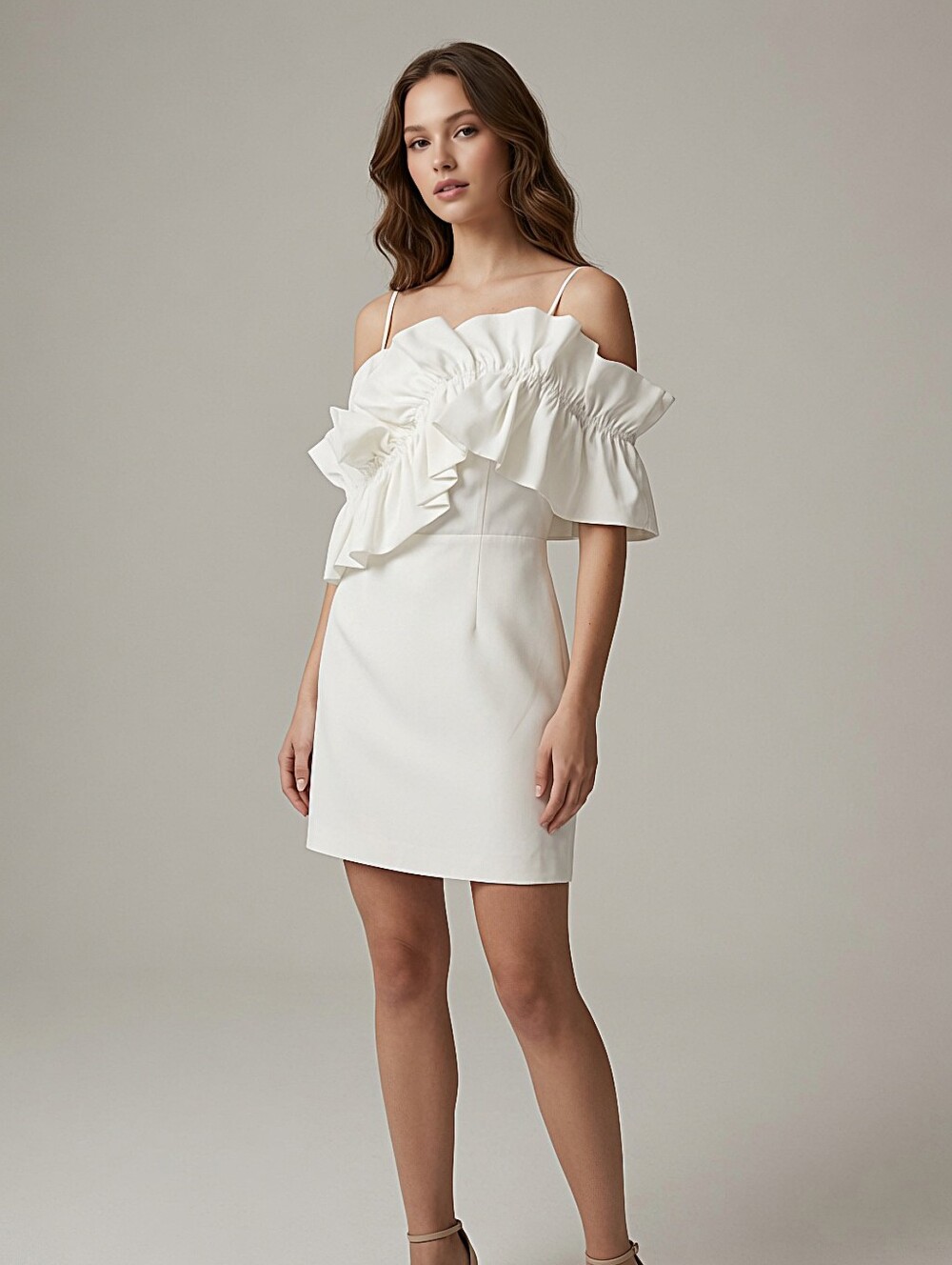 NWT! DO+BE White One-Shoulder Ruffle Mini Dress